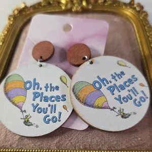 Dr. Seuss 'Oh, the Places You'll Go!' Wooden Statement Earrings